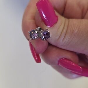 Purple moisenite earrings